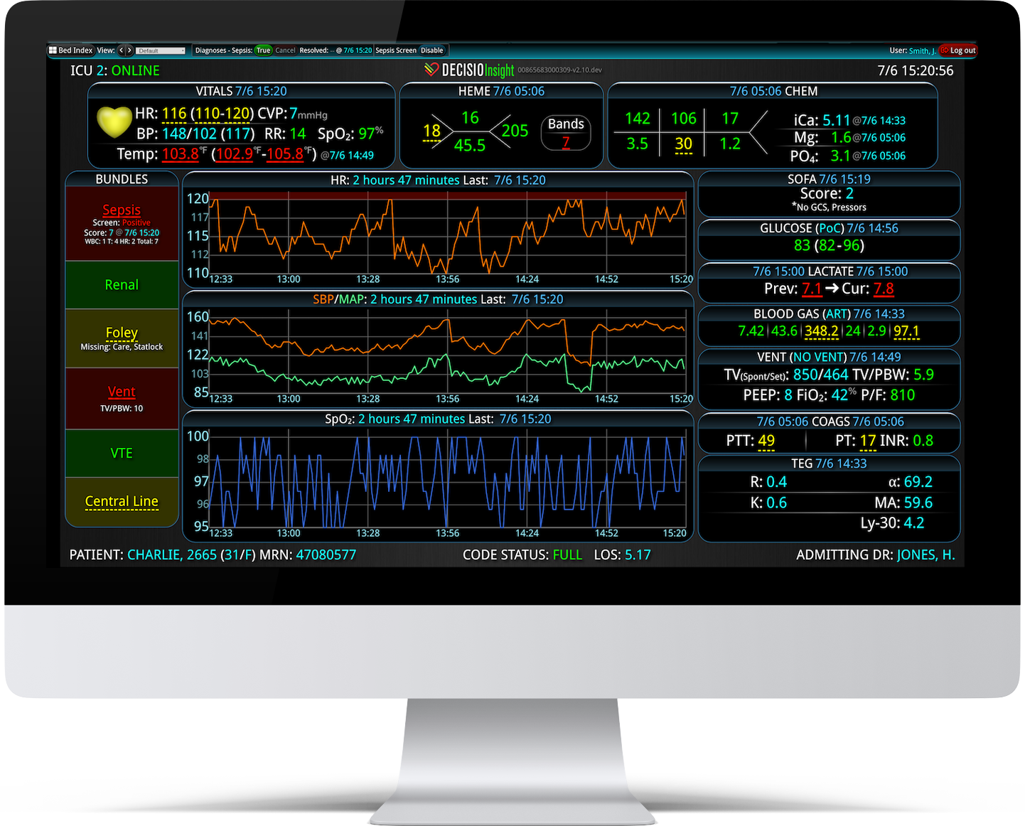 InsightIQ screen for patient data